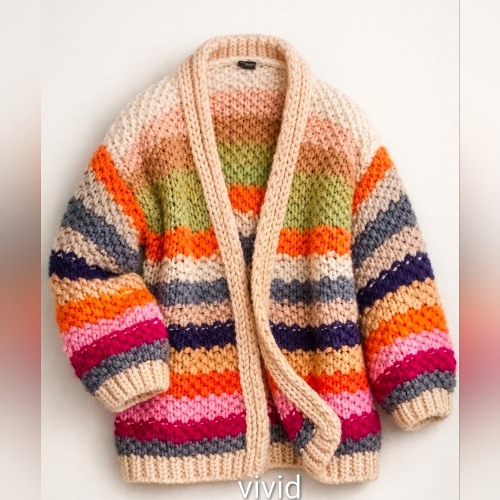 Anthropologie Mayflower Stripe Crochet Cardigan Ivory 🌈 OS NWT$250